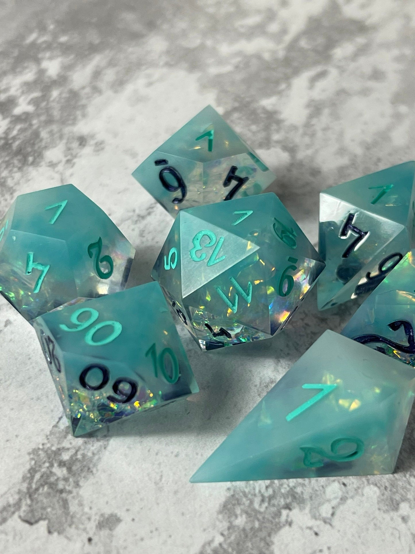 Enchanted Ice - handmade resin Dice set 7pcs