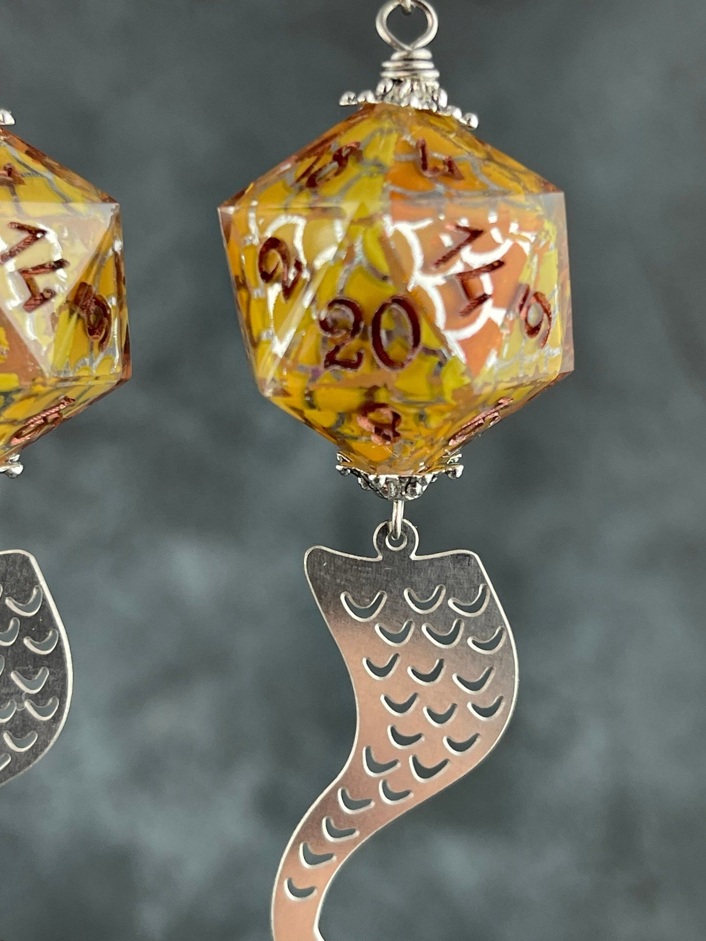 Mermaids D20 earrings yellow