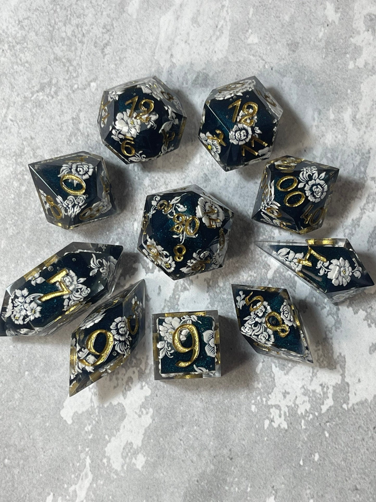 PREORDER Rococo handmade resin dice set 7pcs